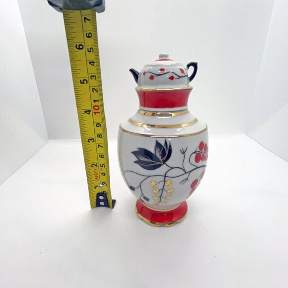 Vintage USSR Lomonosov porcelain hand painted Tea Caddy Jar Red Currant - Picture 9 of 9